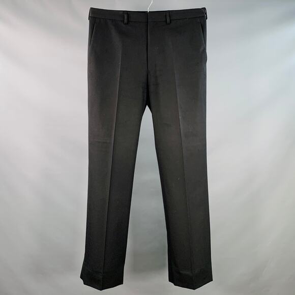 PRADA Size 36 Black Virgin Wool Flat Front Zip Fly Dress Pants - Picture 1 of 10